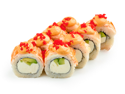 Тигровый с авокадо под спайси соусом